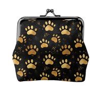 Porte-monnaie en cuir synthétique imprimé patte de chien doré pour femme, porte-monnaie avec serrure à baiser, petit porte-monnaie en cuir synthétique