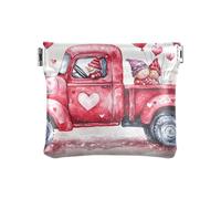 Porte-monnaie en cuir synthétique pour chatons, pâte à pâtisserie, porte-monnaie, sac étanche pour voyage, taille 10,9 x 9,4 cm, Ballons de Saint-Valentin camion rouge, one size, Ballons de