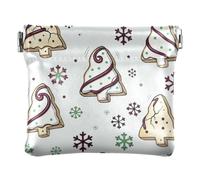 Porte-monnaie en cuir synthétique pour femme avec verrou | Doux, imperméable, cadre à ressort, clés, épingles à nourrice, biscuit d'arbre de Noël blush