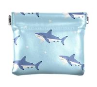 Porte-monnaie en cuir synthétique pour femme avec verrou | Portable, se ferme en toute sécurité, format de poche, carte de crédit, rouge à lèvres, vagues de poissons prédateurs de mer