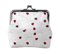 Porte-monnaie en cuir synthétique pour femme Motif coccinelles volant sur un itinéraire pointillé