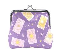 Porte-monnaie en cuir synthétique pour femme Motif horoscope de tarot Violet