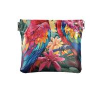 Porte-monnaie en cuir synthétique pour femme, motif perroquet coloré de la forêt tropicale, organisateur d'articles personnels décoratifs pour hommes et femmes, voyage monedas para carro