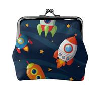 Porte-monnaie en cuir synthétique pour femme Motif vaisseaux spatiaux et étoiles