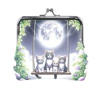 Porte-monnaie en cuir synthétique pour pièces de monnaie, motif raton laveur jouant de la guitare, 11,4 x 10,4 cm, fleurs de chats mignons, one size, Fleurs de chats mignons