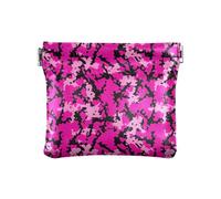 Porte-monnaie en cuir synthétique souple avec motif libellules aquarelles pour ranger les cosmétiques, les écouteurs, les bijoux, 10,9 x 9,4 cm, Camouflage chauve-souris rose vif, one size, Camouflage