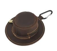 Porte-monnaie en cuir véritable avec fermeture éclair en forme de chapeau de vache pour homme et femme, Couleur café.