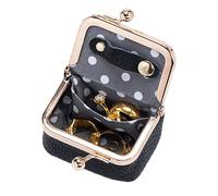 Porte-monnaie en cuir véritable - Petite trousse de maquillage, petit porte-monnaie, pochette souple pour clés de voiture, organiseur de portefeuille avec serrure à baiser, porte-monnaie vintage pour