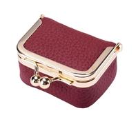 Porte-monnaie en cuir véritable - Petite trousse de maquillage, petit porte-monnaie, pochette souple pour clés de voiture, organiseur de portefeuille avec serrure à baiser, porte-monnaie vintage pour
