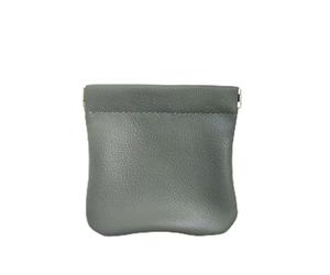 Porte-monnaie en cuir véritable pleine fleur - Fermeture à ressort pour espèces/cartes/bijoux, essentiels de voyage unisexe (mesurer avant utilisation), gris, Classique