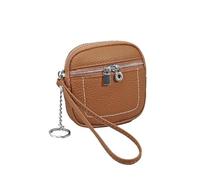 Porte-monnaie en cuir véritable pour femme avec fermeture éclair - Porte-cartes - Multifonction - Pour écouteurs et rouges à lèvres, blanc, Taille unique