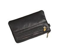 Porte-monnaie en cuir véritable pour homme et femme - Mini portefeuille à fermeture éclair - Petit sac de poche pour argent - Porte-cartes pour homme, Noir , 2 pièces