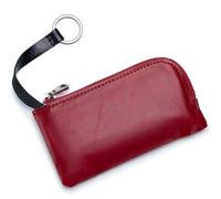 Porte-monnaie en cuir véritable pour homme et femme - Mini portefeuille à fermeture éclair - Petit sac de poche pour argent - Porte-cartes pour homme, Rouge, Taille unique