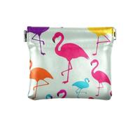 Porte-monnaie en cuir vert avec silhouette de flamant rose pour femmes, mini porte-cartes, portefeuille décoratif pour hommes et femmes, voyage pequenos para