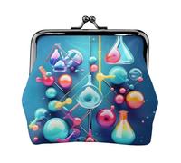 Porte-monnaie en cuir vintage avec illustration abstraite, science, chimie, illustration 3D, sac à main élégant pour femme, porte-monnaie mini