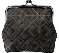 Porte-Monnaie en Cuir Vintage Geo Black Copper pour Femmes, Petite Pochette de Monnaie avec Portefeuille à Boucle de Fermeture à Fermoir Kiss-Lock pour Cadeau de Fille