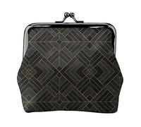 Porte-Monnaie en Cuir Vintage Geo Black Copper Women's, Petite Pochette de Monnaie avec Portefeuille à Boucle de Fermeture à Fermoir Kiss-Lock pour Cadeau de Fille