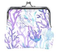 Porte-monnaie en cuir violet corail floral personnalisé pour femmes filles boucle baiser serrure carte change porte-monnaie pour pièce de monnaie, Floral corail violet, OneSize