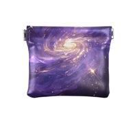 Porte-monnaie en cuir violet doré mystérieux galaxie pour femme avec fermoir pratique pour voyage, Galaxie mystérieuse en or violet, 1 size, Moderne