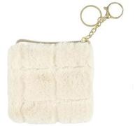 Porte Monnaie en Fausse Fourrure "Fluffy" 10cm Crème Beige G