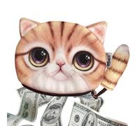 Porte-monnaie en forme d'animal pour - Porte-monnaie zippé en peluche avec décoration en forme de queue de chat, pochette portable pour téléphone portable, cartes, bijoux, clés, pour les amoureux des