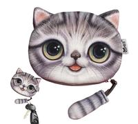 Porte-monnaie en forme d'animal pour - Porte-monnaie zippé en peluche avec décoration en forme de queue de chat, pochette portable pour téléphone portable, cartes, bijoux, clés, pour les amoureux des