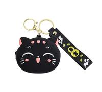 Porte-monnaie en forme de chat noir avec fermeture éclair pour sac de voiture, couple, petit pendentif animal de dessin animé, porte-monnaie mignon pour filles, multicolore, F
