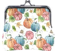 Porte-Monnaie en Forme de Citrouille sans Couture, Bleu, Orange, Rouge, Pochette d'argent rétro avec Boucle Kiss-Lock, Sac Portefeuille, Porte-Cartes pour Femmes et Filles