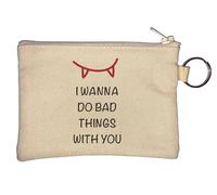 Porte-monnaie en forme de dents de vampire avec inscription « I Wanna Do Bad Things with You » Beige