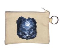 Porte-monnaie en forme de forêt enchantée sous une pleine lune Beige