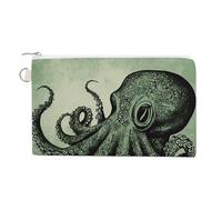 Porte-monnaie en forme de pieuvre verte avec porte-clés - Joli porte-monnaie de voyage portable avec fermeture éclair pour femmes et filles - Style - Taille unique