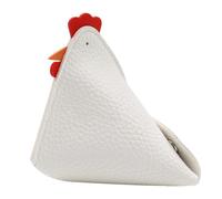 Porte-monnaie en forme de poule - Porte-monnaie en cuir PU en forme de coq - Étui à clés avec boucles - Portefeuille en cuir PU en forme de coq - Sac à main pour écouteurs, Blanc, Consulte la