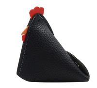 Porte-monnaie en forme de poule - Porte-monnaie en cuir PU en forme de coq - Étui à clés avec boucles - Portefeuille en cuir PU en forme de coq - Sac à main pour écouteurs, Noir, Consulte la