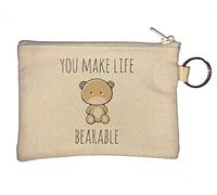 Porte-monnaie en forme d'ours portant l'inscription You Make My Life Bearable Beige