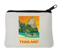 Porte-monnaie en néoprène avec affiche de voyage en Thaïlande Railay 10 x 11 cm Blanc