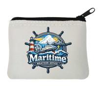 Porte-monnaie en néoprène avec emblème maritime et navigation maritime Blanc 10 x 11 cm