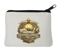 Porte-monnaie en néoprène avec emblème pour la pensée et la connaissance Blanc 10 x 11 cm