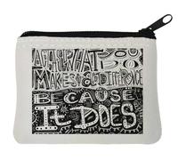 Porte-monnaie en néoprène avec inscription « Agt As If What You Do Makes A Diffenace Because It Does » - 10 x 11 cm - Blanc