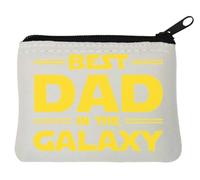 Porte-monnaie en néoprène avec inscription « Best Dad in The Galaxy » Blanc 10 x 11 cm