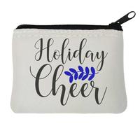 Porte-monnaie en néoprène avec inscription « Christmas Holiday Cheer » Blanc 10 x 11 cm