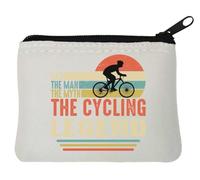 Porte-monnaie en néoprène avec inscription « Dad The Man The Myth The Cycling Legend » - Blanc - 10 x 11 cm