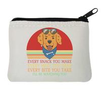 Porte-monnaie en néoprène avec inscription « Every Snack You Make Every Meal You Bake Every Bake Every Bite You Take I'll Be Watching You » - 10 x 11 cm - Blanc