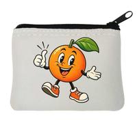 Porte-monnaie en néoprène avec inscription Happy Orange Fruit Giving Thumbs Up 10 x 11 cm Blanc