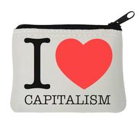 Porte-monnaie en néoprène avec inscription « I Love Capitalism » Blanc 10 x 11 cm