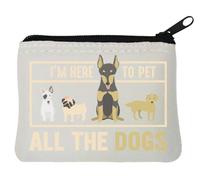 Porte-monnaie en néoprène avec inscription « I'm here to Pet All The Dogs » Blanc 10 x 11 cm