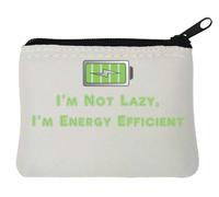 Porte-monnaie en néoprène avec inscription « I'm not Lazy I'm Energy Efficient » Blanc 10 x 11 cm, blanc, Taille unique