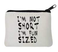 Porte-monnaie en néoprène avec inscription « I'm Not Short I'm Fun » Blanc 10 x 11 cm