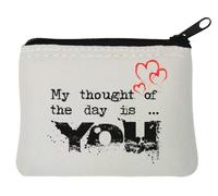 Porte-monnaie en néoprène avec inscription « My Thought of The Day is You Love » - Blanc - 12 x 9 cm