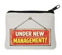 Porte-monnaie en néoprène avec inscription « New Management Annonce » Blanc 10 x 11 cm