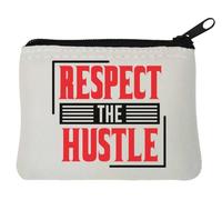 Porte-monnaie en néoprène avec inscription « Respect The Hustle » - 10 x 11 cm - Blanc
